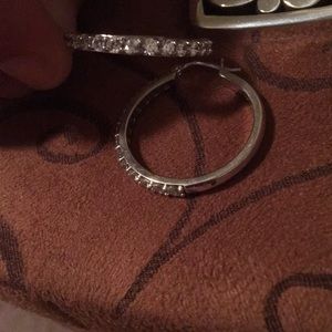 Cubic zirconia sterling silver hoops